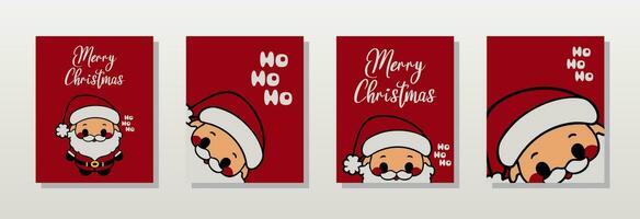 noel kawaii santa claus merry christmas cute and joyful red greeting card vector