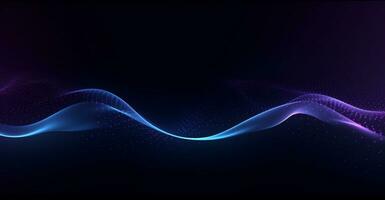 A blue and purple flowing wave on a dark background, modern tech Abstract Background, Generative AI photo