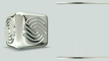 Luxury Business Background with Rotating Silver Cube, Figures, 3D Render, Unique Design, Reflection video