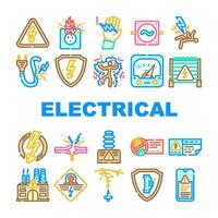 electrical danger voltage icons set vector