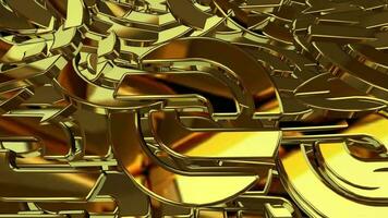 Luxury Business Background with Floating Gold Shapes, Reflection, 3D Render, Figures, Exclusive video