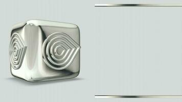 Luxury Business Background with Rotating Silver Cube, Unique Design, Figures, Reflection, 3D Render video