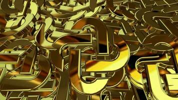 Luxury Business Background with Floating Gold Shapes, Reflection, Figures, Exclusive, 3D Render video