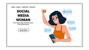 plano social medios de comunicación mujer vector