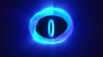 Abstract blue energy magic bright glowing spinning ring of lines, background video