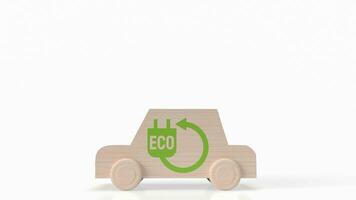 The wood car and eco icon for ecological concept 3d rendering photo