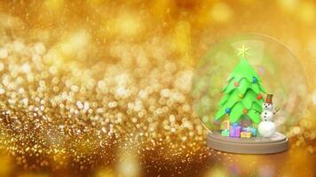 el monigote de nieve y Navidad árbol en vaso pelota para fiesta concepto 3d representación foto
