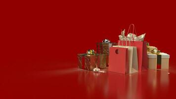 The gift box and shopping bag for marketing or sale concept 3d rendering photo