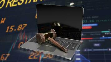 The hammer on notebook and chart Business Background  for law concept 3d rendering photo