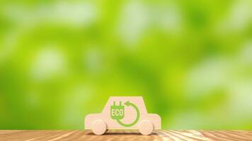 The wood car and eco icon for ecological concept 3d rendering photo