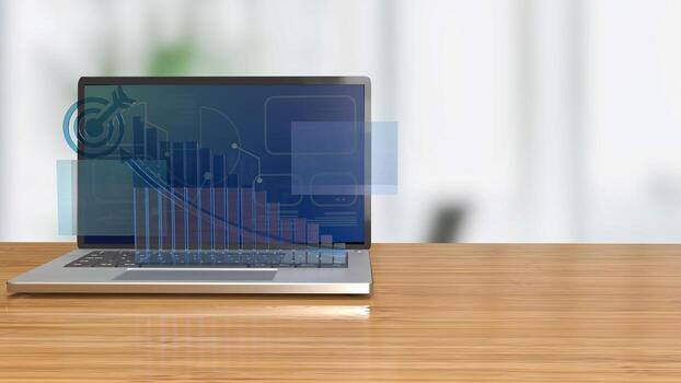 el gráfico en cuaderno para negocio concepto 3d representación foto