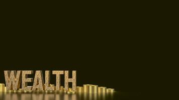 The Gold Wealth  text and coins 3d rendering photo