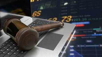 The hammer on notebook and chart Business Background  for law concept 3d rendering photo