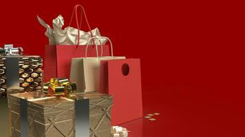 The gift box and shopping bag for marketing or sale concept 3d rendering photo