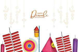Happy diwali decorative fire cracker celebration card design vector