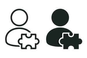 Person profile jigsaw icon. Illustration vector