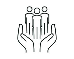 Hands holding people icon. Illustration vector. vector