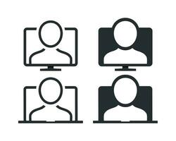Live streaming icon. Person computer symbol. Illustration vector