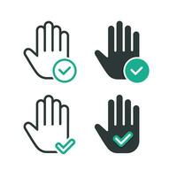 Hand with checkmark icon. illustration vector