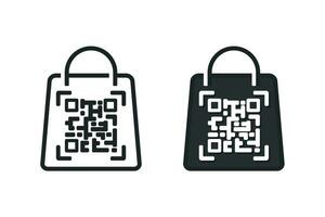 compras bolso con qr código. ilustración vector