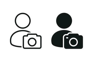 fotógrafo icono. persona con cámara símbolo. ilustración vector