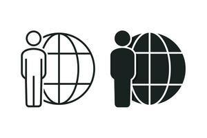 Person profile globe network. Illustration vector