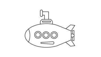 animación formas un submarino bosquejo icono video