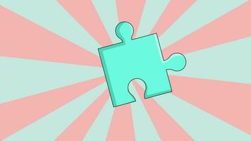 animiert Puzzle Stück Symbol mit rotierend Hintergrund video
