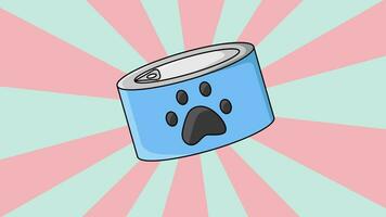 Animated icon of canned cat food with a rotating background video