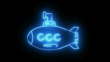 Animated submarine icon with neon saber effect video