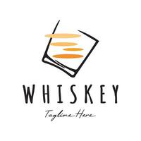 Vintage premium whiskey logo label with glass or beer. for drinks, bars, clubs, cafes, companies. vector