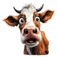 cow looks surprised with big eyes. AI Generated png