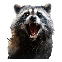 raccoon looks surprised with big eyes . AI Generated png