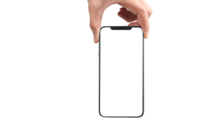 Hand holding new smartphone . Smartphone  png