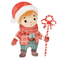 jongen Holding snoep in Kerstmis kostuum png