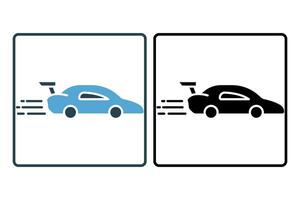 coche carreras icono. icono relacionado a velocidad, carrera. adecuado para web sitio, aplicación, usuario interfaces, imprimible etc. sólido icono estilo. sencillo vector diseño editable