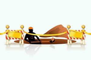 builder digging silhouette vector