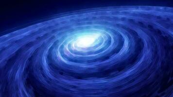 abstrakt blå virvlande vriden virvel energi kosmisk galaktisk ljus lysande spinning tunnel tillverkad av rader, bakgrund video