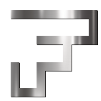 carta f logotipo metal png