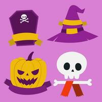 halloween badge set vector illustrations