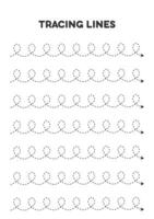 Tracing lines. Worksheets for kids. Preschool education. vector