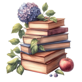 generiert ai, Stapel von Bücher mit Blätter, Aquarell png