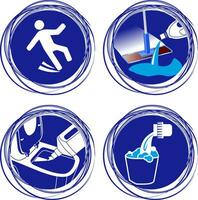 Modern icons in circle for bathroom cleaning vector