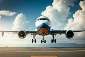 avión en el pista antecedentes. ai generativo Pro foto