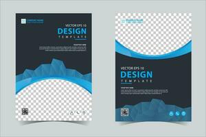 Blue and Black business annual report brochure flyer design template vector, Leaflet cover presentation abstract geometric background, modern publication poster magazine, layout in A4 size Free Vector