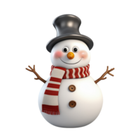 Cute snowman in 3D cartoon style isolated  on transparent background , AI Generative png