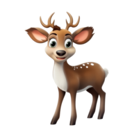 Cute reindeer in 3D cartoon style isolated  on transparent background , AI Generative png