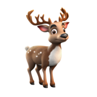 Cute reindeer in 3D cartoon style isolated  on transparent background , AI Generative png