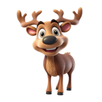 Cute reindeer in 3D cartoon style isolated  on transparent background , AI Generative png