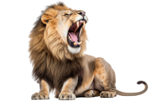 Lion Roaring looking regal isolated on transparent background  , AI Generative png